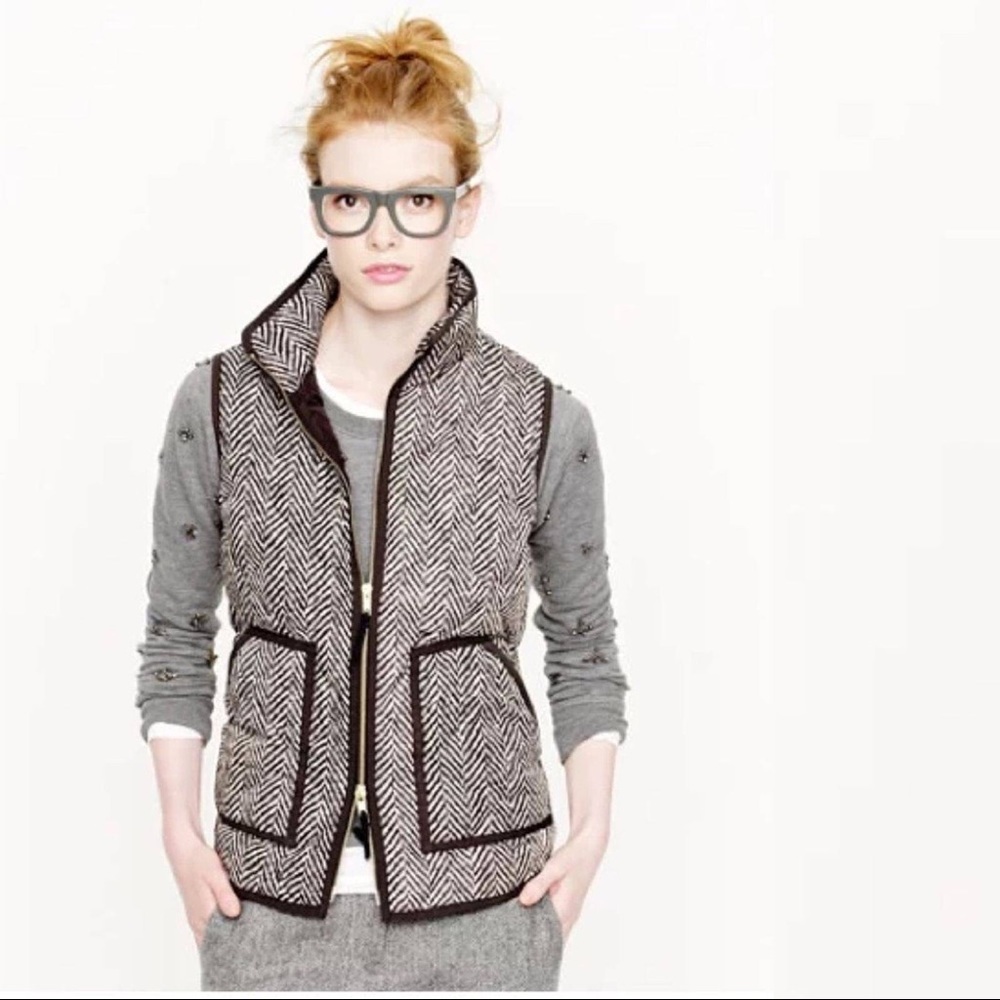 J. Crew Herringbone Puffer Vest